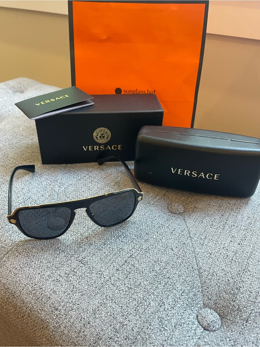 Versace  Black Sunglasses with Gold Trim